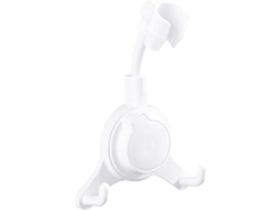 Soporte De Ducha Ajustable 360° Con Ventosa Sin Taladrar Para Pared De Baño De Plástico Abs Blanco
