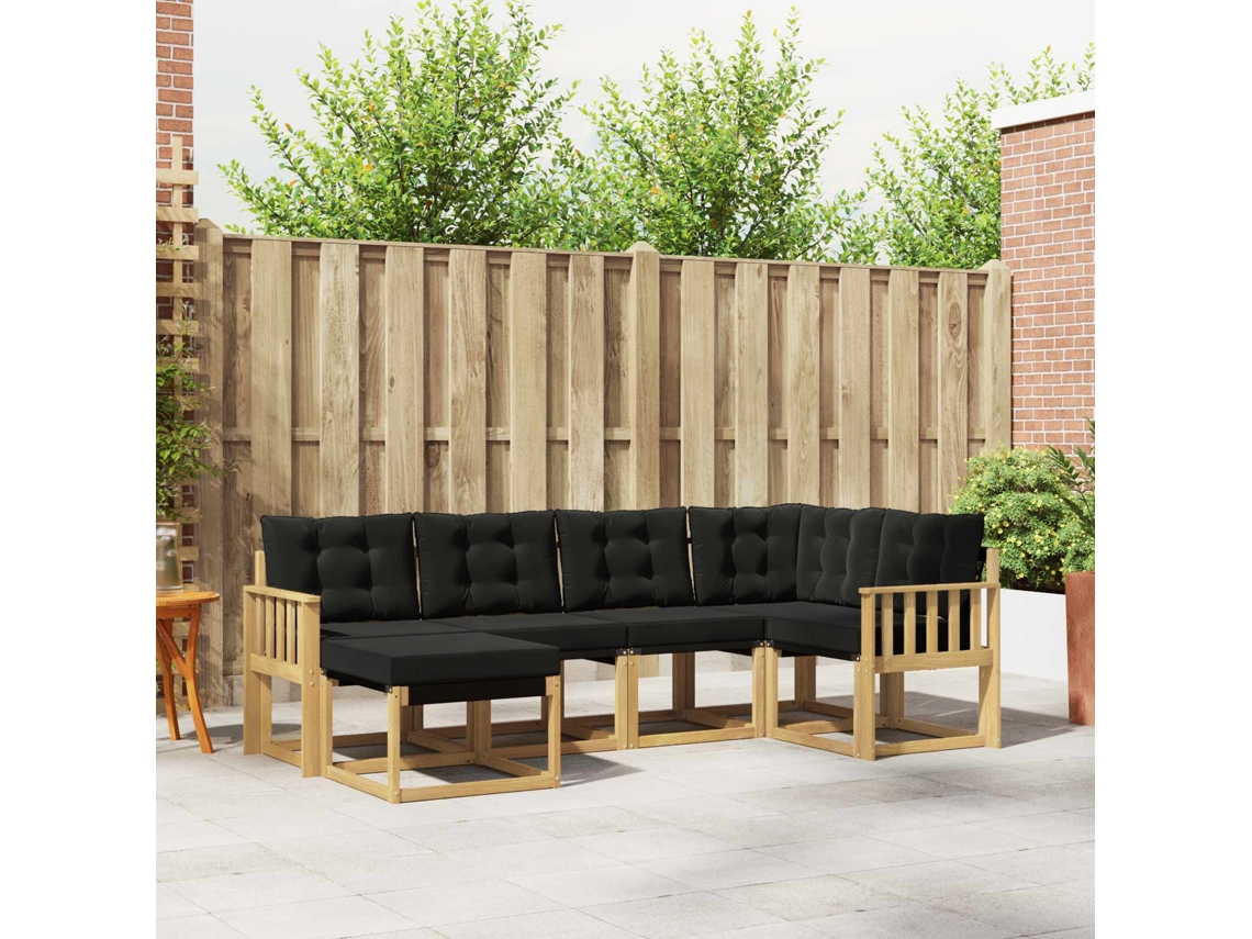 Vidaxl Conjunto De Sofás Para Exterior 6 Pcs Branco E Preto