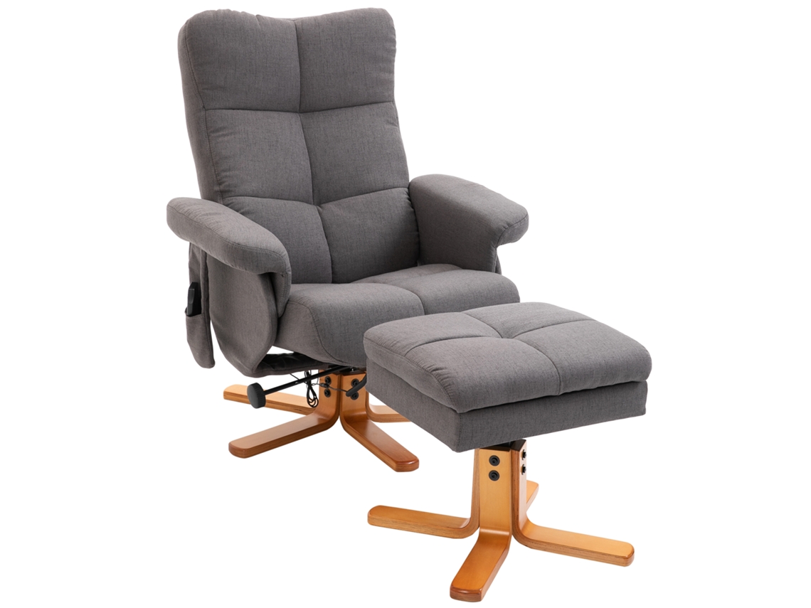 Poltrona relax com massagem, controle remoto, cinza BTFORUS