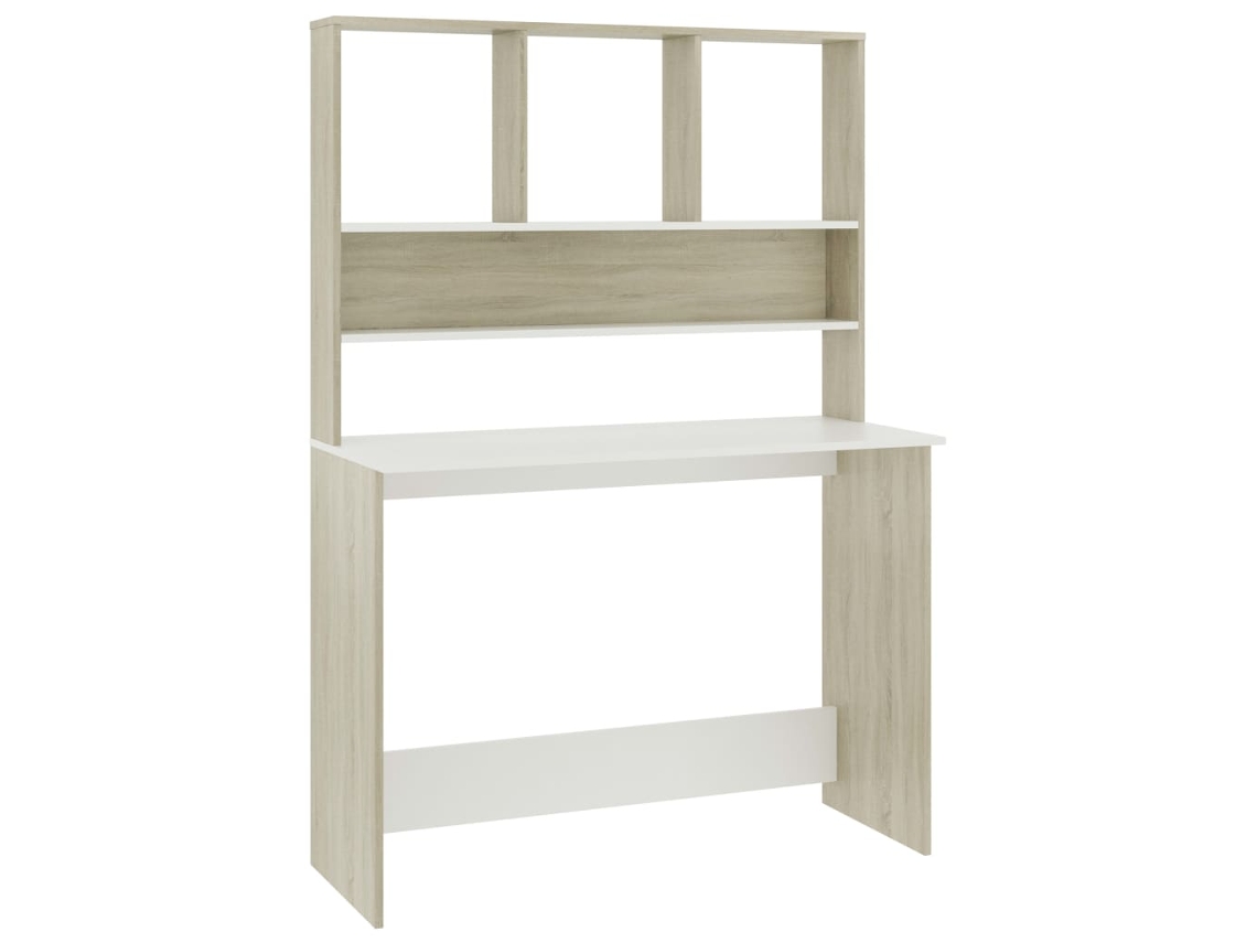 Secretária com Prateleiras 110x45x157cm Carvalho Branco MAISON EXCLUSIVE