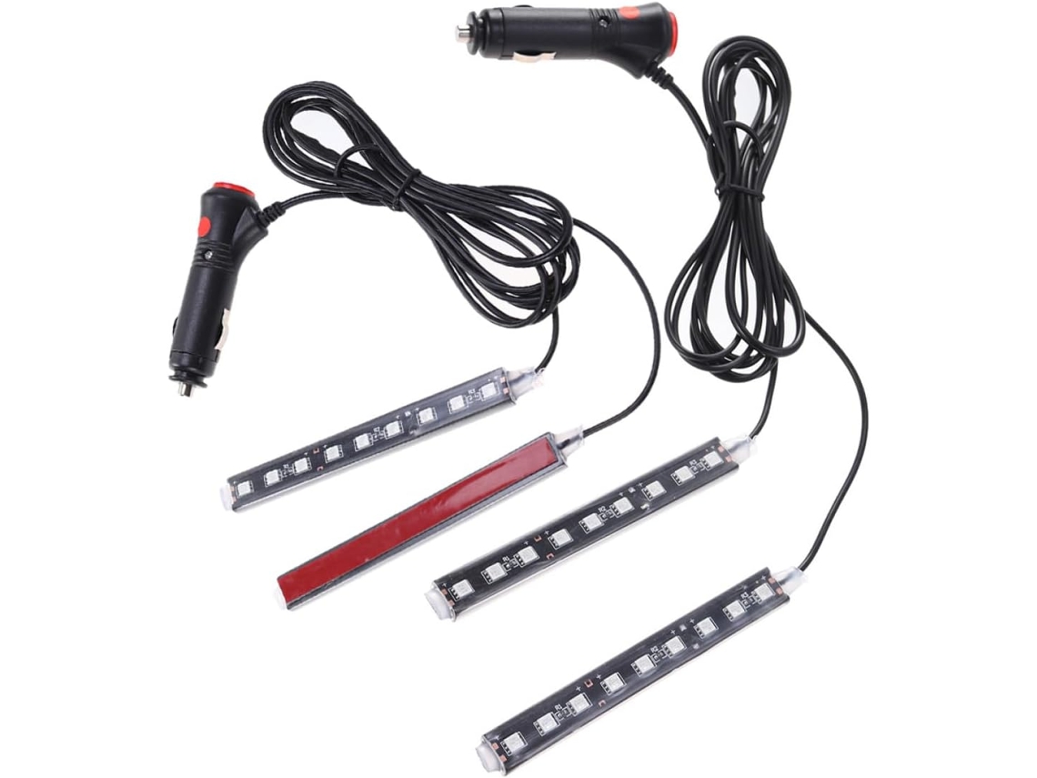 Conjunto De 2 Luzes Led Ambiente Para Interior Carro,iluminação Piso Em Pvc Preto,faixa Luz E
