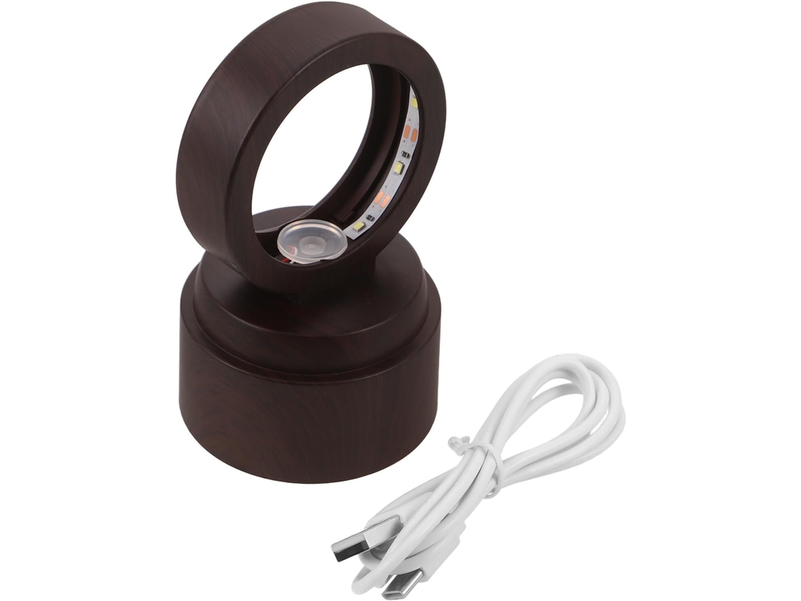 Base Redonda Iluminada Por Led Popetpop, Design Com Textura De Madeira, Suporte Em Formato De Esfera Cristal 56cm 22 Polegadas