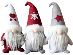 Conjunto de 3 Figuras Anões Natal, Peluches Bonecos do Pai Decoração para uma Casa e Festas, Ergonômico, Uso Diário STELASPLEN