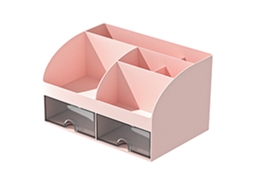 Caixa de armazenamento para mesa com gaveta, transparente, multifuncional, rosa | S/MARCA