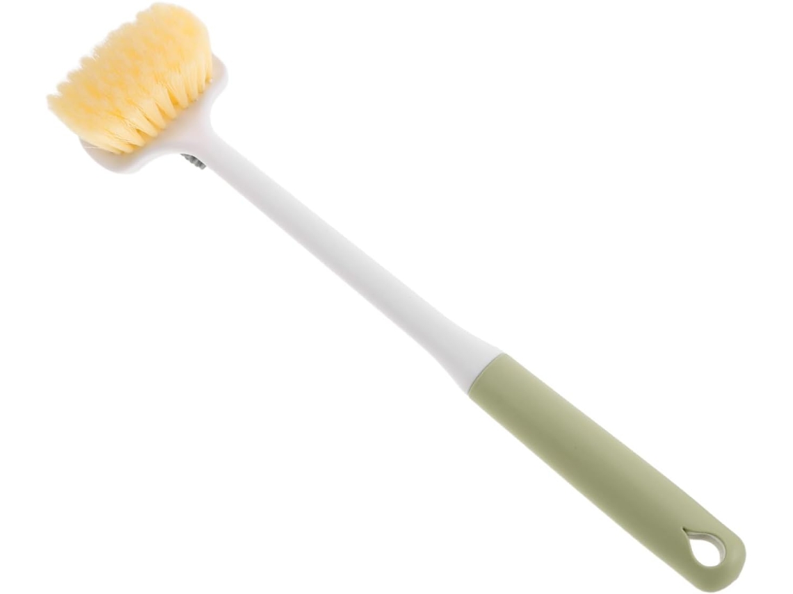 Escova De Banho Com Cerdas Duplas Silicone E Cabo Longo Para Esfoliação Limpeza Confortáveis No Banheiro
