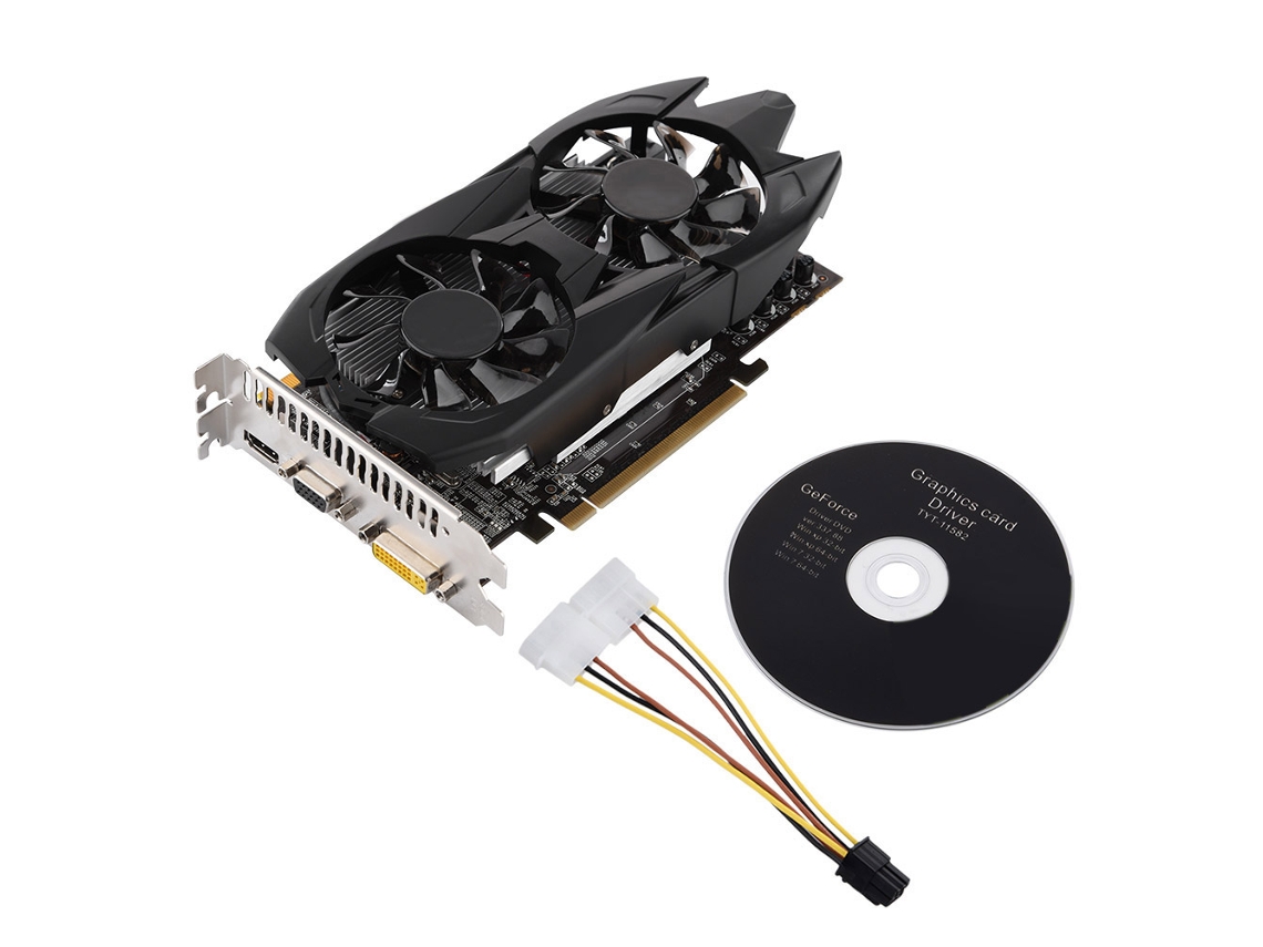 Placa De Vídeo Para Jogos 4g 128bit Gddr5 Com Vga, Hdmi, Dvi, Duas Ventoinhas E Saída Hd
