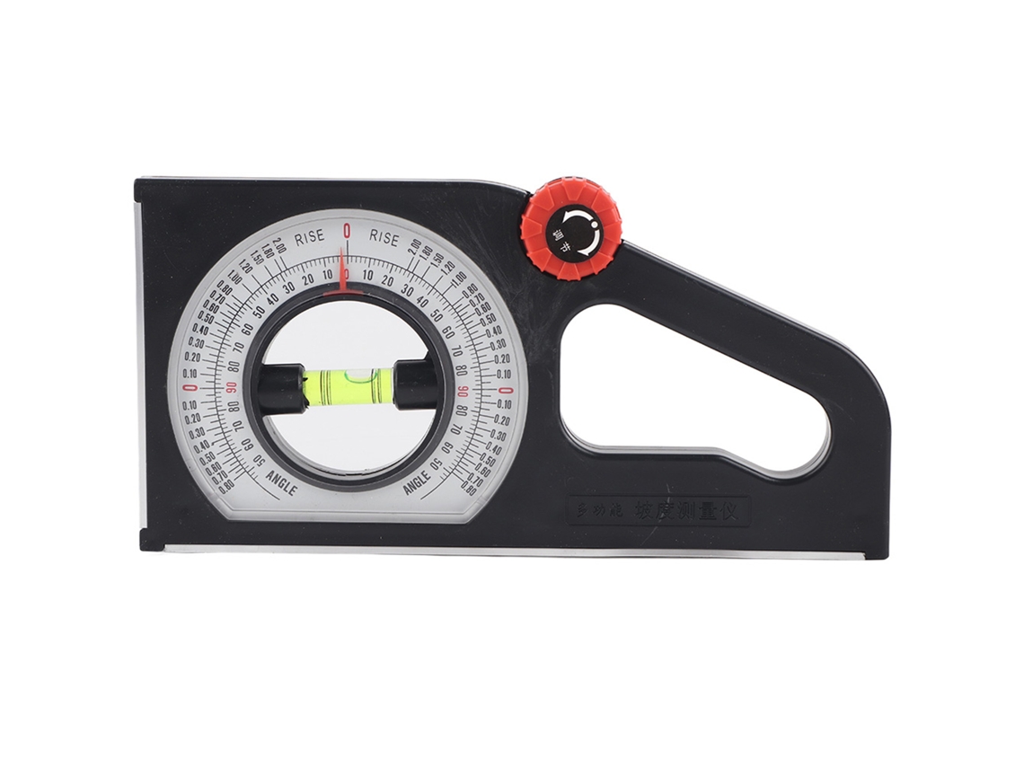 Medidor de inclinação e ângulo multifuncional em ABS para engenharia, com escala de medição e magnetismo.