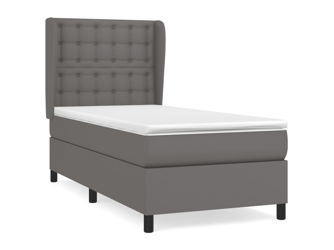 Cama com Molas Couro Artificial Cinza MAISON EXCLUSIVE 80x200 cm