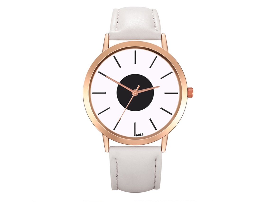 Relógio de Quartzo com Pulseira de Couro Pu Estilo Empresarial Minimalista para Homem Branco