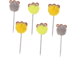 Conjunto De 6 Canetas Gel Pelúcia Nuobesty Com Cabeças Macaco, 8 Cm,