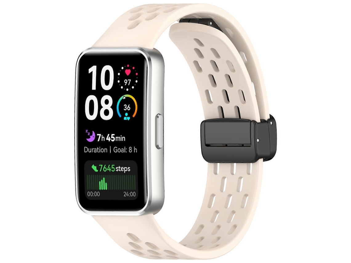 Pulseira De Silicone Com Fecho Magnético Dobrável E Orifícios Para Huawei Band 10/9/8