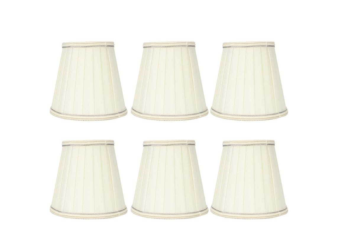 Conjunto de 6 Abajur de Tecido Moderno para Lustre Parede Lâmpada Pendente E14 Bege Decoração Casa S/MARCA