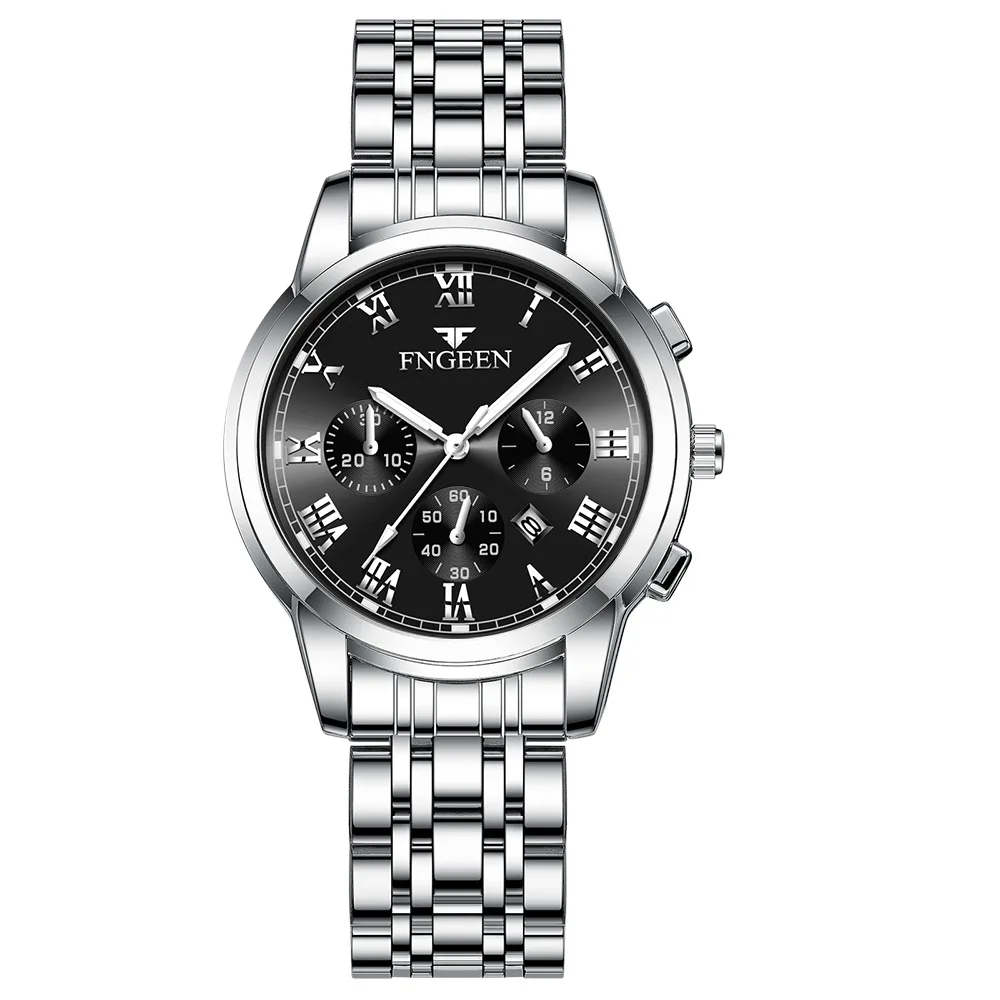 Relógio Feminino Luxo de Quartzo, Caixa em Aço Inoxidável, Resistente À Água e com Luz Noturna MDUG (mostrador Prateado, Cor Cinza)