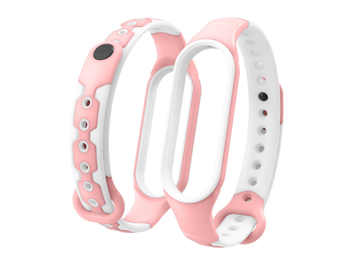 Pulsera Em Silicone Dois Tons De Rosa/branco Para O Seu Xiaomi Mi Band 6
