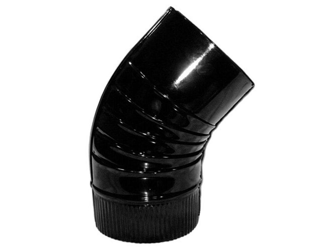 Codo estufa color negro vitrificado de 175 mm. 45°.