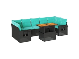Maison Exclusive - 8 Pcs Conjunto Sofás De Jardim Com Almofadões Vime Pe Preto