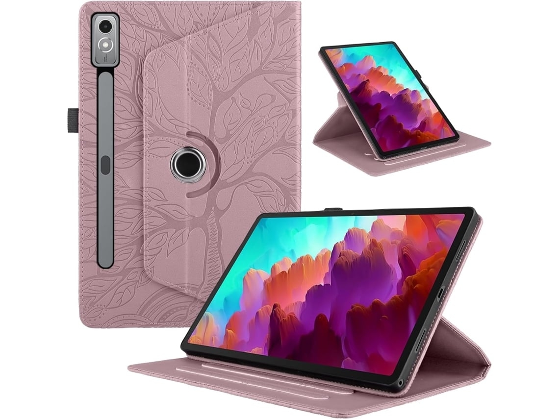 Capa Protetora Para Lenovo Tab P12 De 12,7 Polegadas , Rotação 360 ​​graus, Rosa Tuotuo (2023)