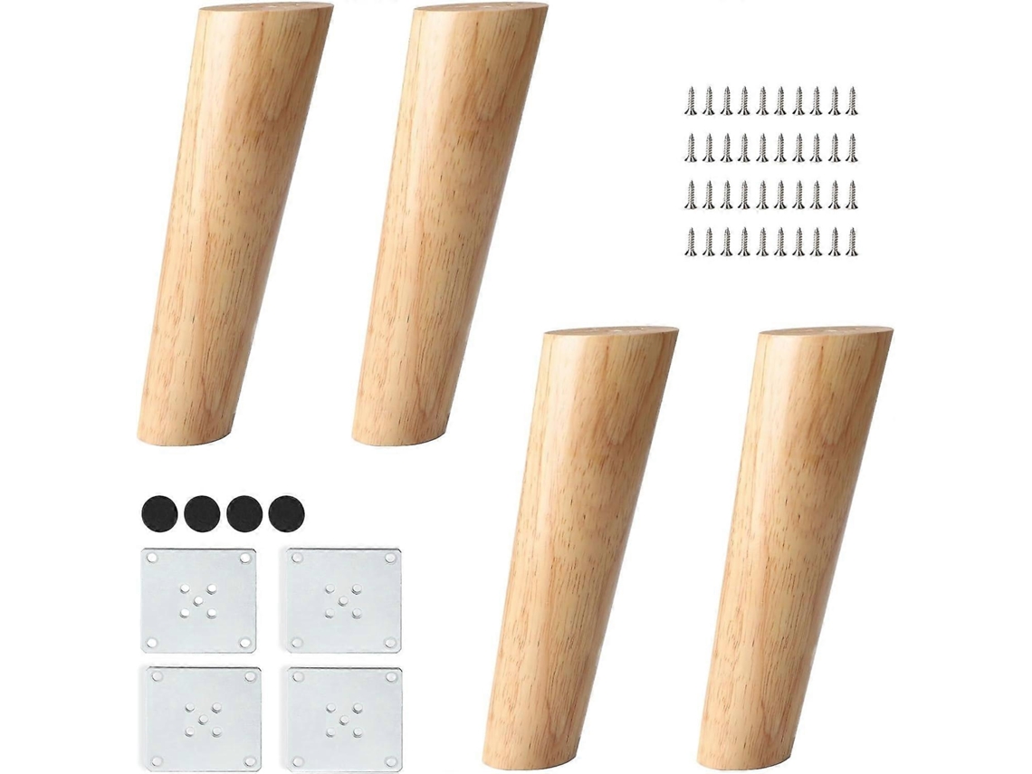 Pés Para Móveis, 4 Peças, Em Madeira Maciça, 20 Cm, 8 Polegadas, Com Parafusos, Com Placa De Montagem, Cônicos, Para Móveis