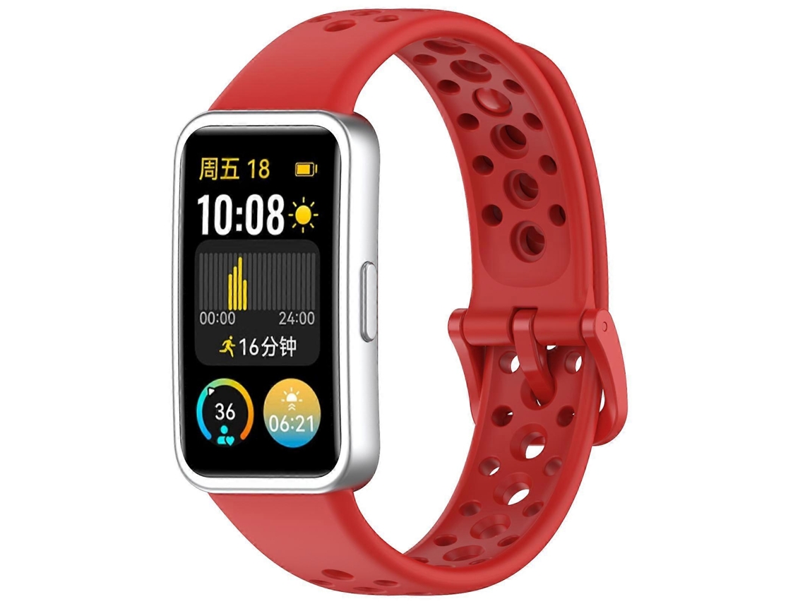 Pulseira De Silicone Com Botão De Metal E Furo Redondo Para Huawei Band 10/9/8