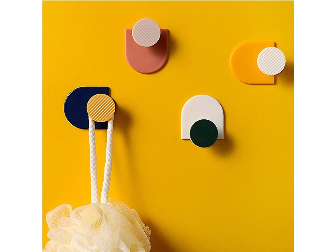 Ganchos de Pared Adhesivos, 4 Paquetes Resistentes Impermeables Geométricos para Colgar Ropa Y Accesorios