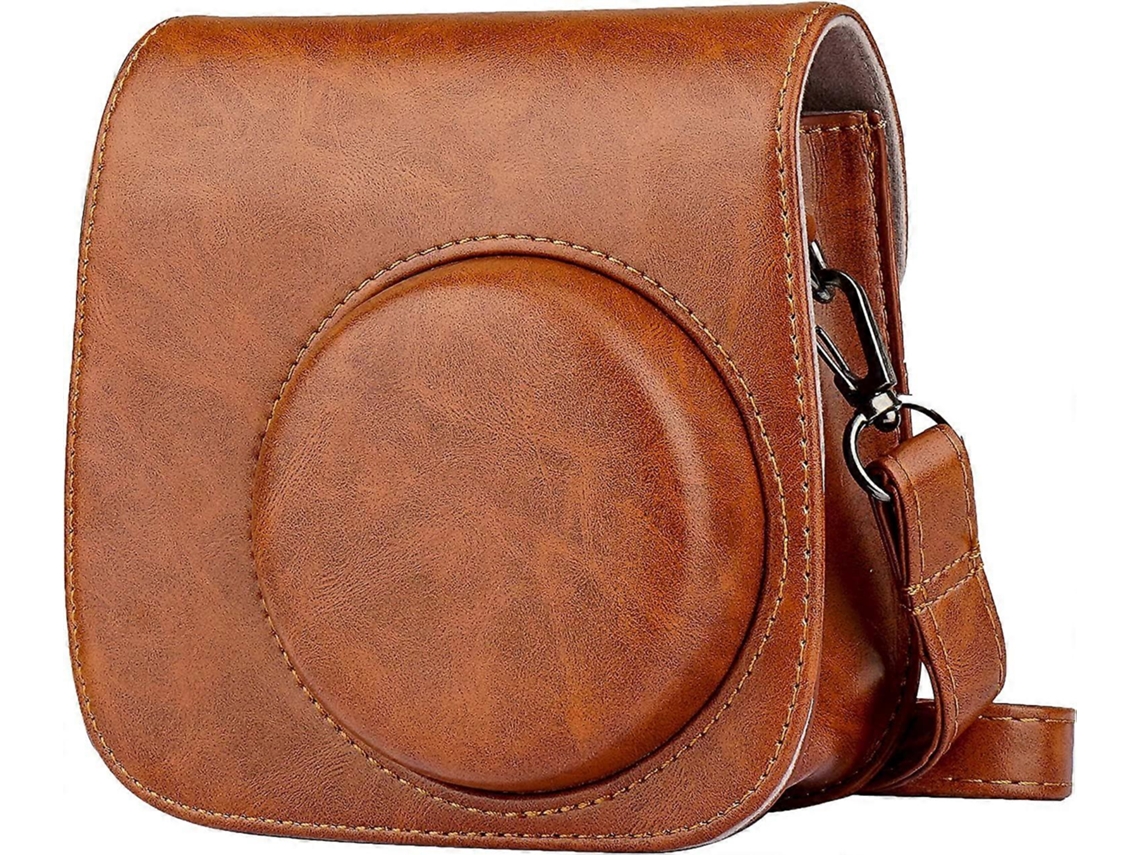 Bolsa Pu Leather Fujifilm Instax Mini 11/9/8 Alça Ajustável Marrom