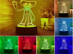 Luminária Noturna 3D Lurelia com Recarregável via USB, RGB, 7 Núcleos para Quarto Infantil
