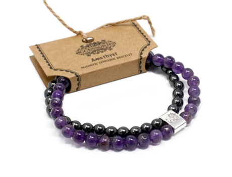 Pulseira Magnética com Pedras Preciosas Ametista 10X4X3 Cm