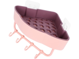 Organizador Banheiro Plástico Pp Prateleira Canto Parede Necessidade Furar Sistema Drenagem Ideal Cozinha Rosa GOKOCO