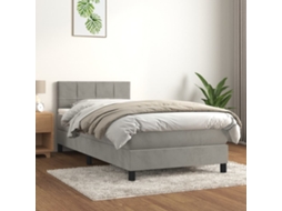 Vidaxl Cama Com Molas/colchão 80x200 Cm Veludo Cinza-claro