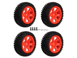 Mali 4pcs Pneus de Borracha Rc com Aros Hex 12mm Conjunto de Pneus para Carro Rc Escala 1/16 Vermelho