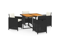 Garden Dining Set, Garden Dining Sets Vidaxl Preto Rattan / Vime (109 Cm Table Length)