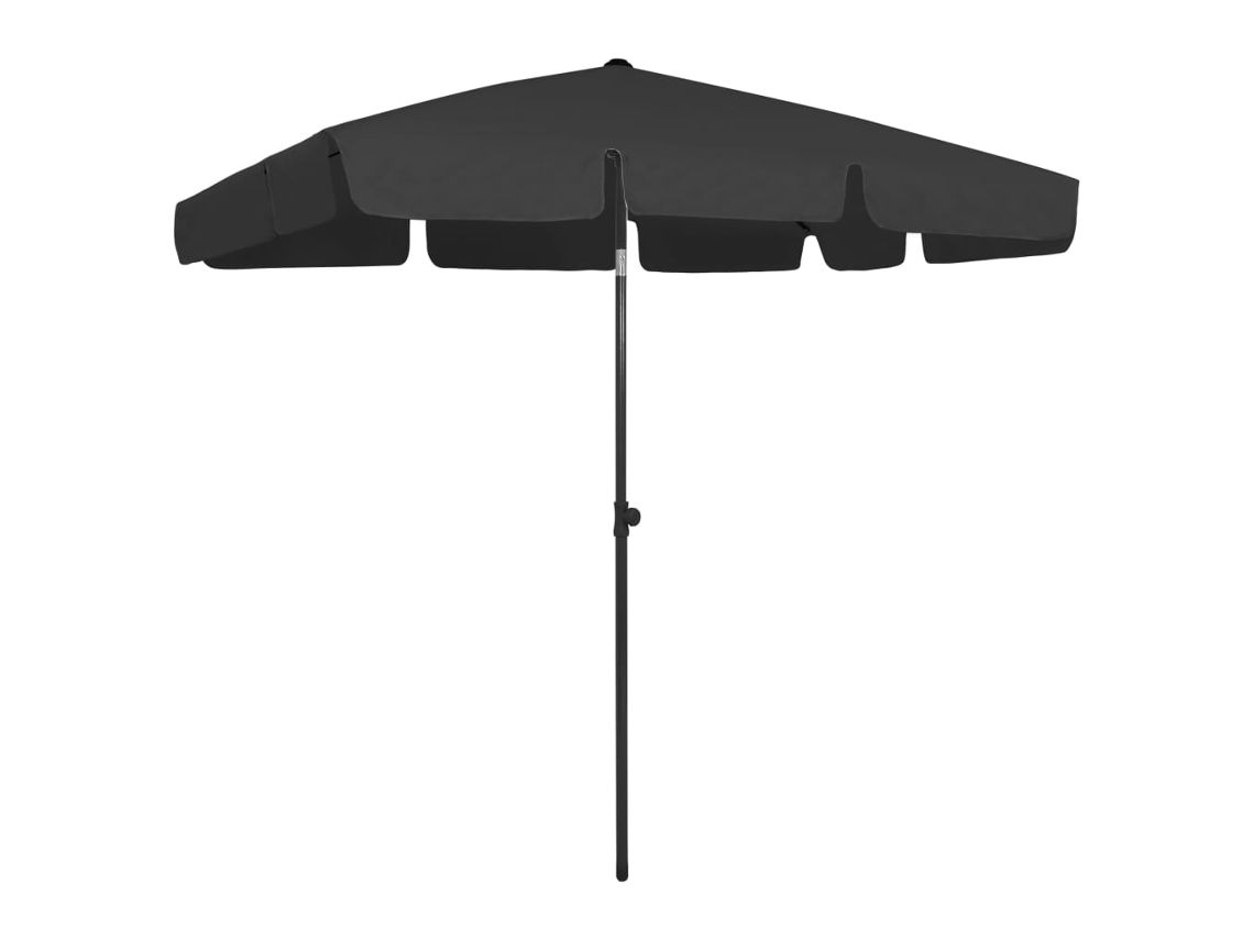 Beach Parasol, Beach Parasols Vidaxl Preto Poliéster (200 X 125 Cm)