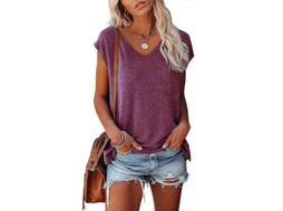 Blusa Feminina De Mistura De Algodão, Ideal Para Primavera E Verão - Confira A Tabela De Tamanhos Vinho Tinto