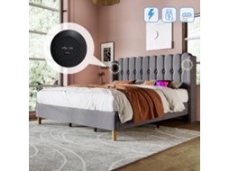 Cama 180x200 Usb c Acabamento Cinza Juvenil