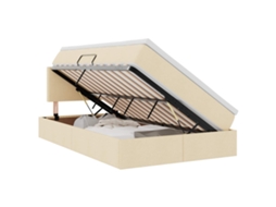 Cama com Arrumação e Led e Colchão Creme em Tecido MAISON EXCLUSIVE (120x200 cm)