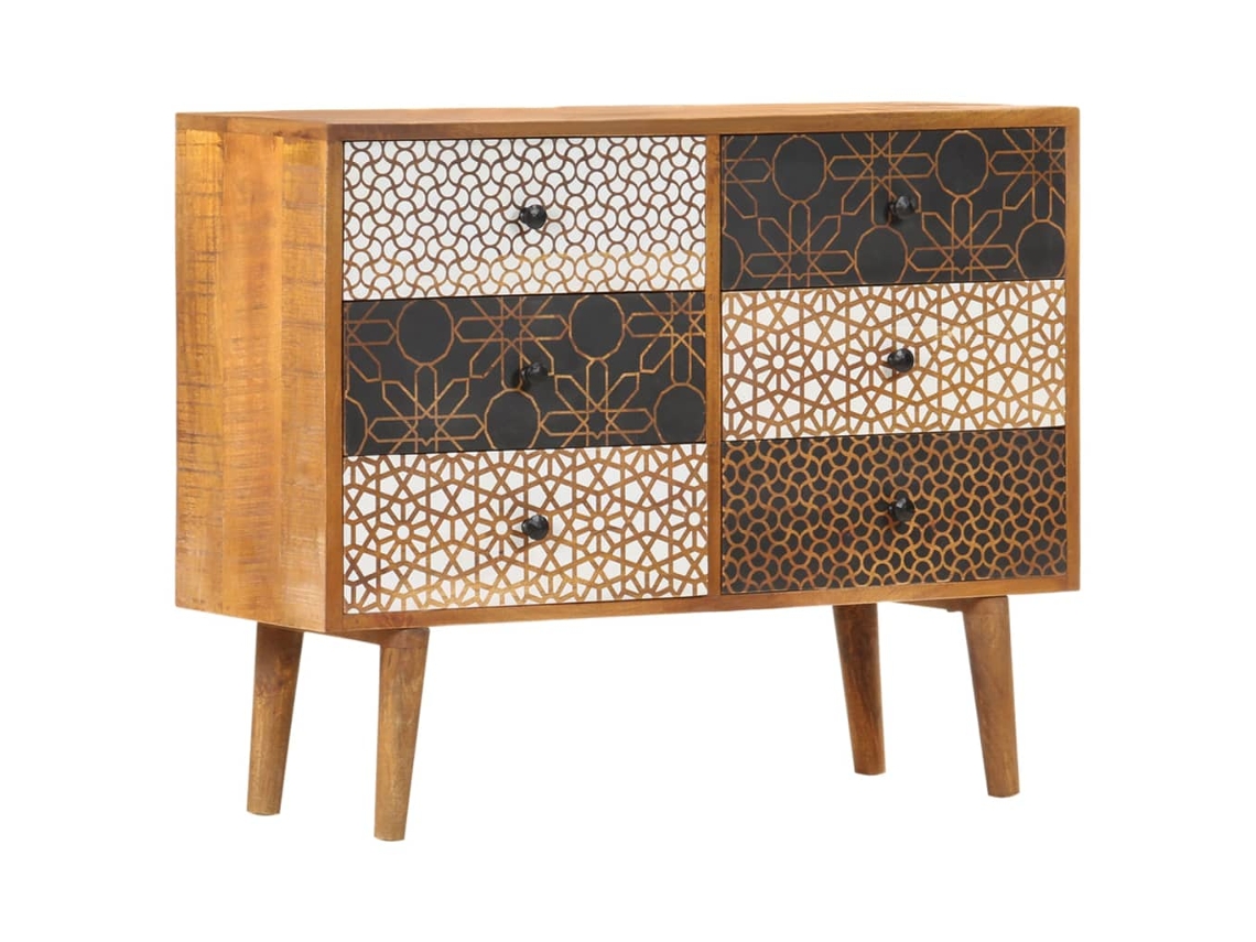 Vidaxl Aparador Com Estampagem 90x30x70 Cm Madeira Mangueira Maciça
