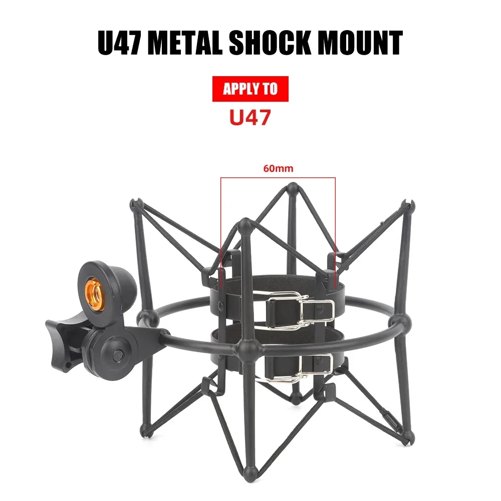 Suporte de Metal Grande para Microfone com Amortecimento de Choque, Adequado para Diâmetros de 5 a 7 Cm. MDUG (preto 6cm)