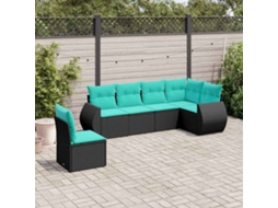 Vidaxl Conjunto De Sofá De Jardim Com 6 Peças E Almofadas Em Rattan Sintético Preto