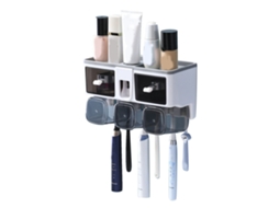 Suporte para Escova de Dentes, Sem Furos, Porta enxaguante Bucal, Organizador para Sanitário, Branco, Capacidade para 3 Copos AQUAFORGE