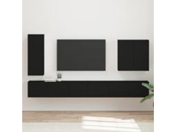 Vidaxl Conjunto De Gabinete De Parede Para Tv 6 Unid. Preto