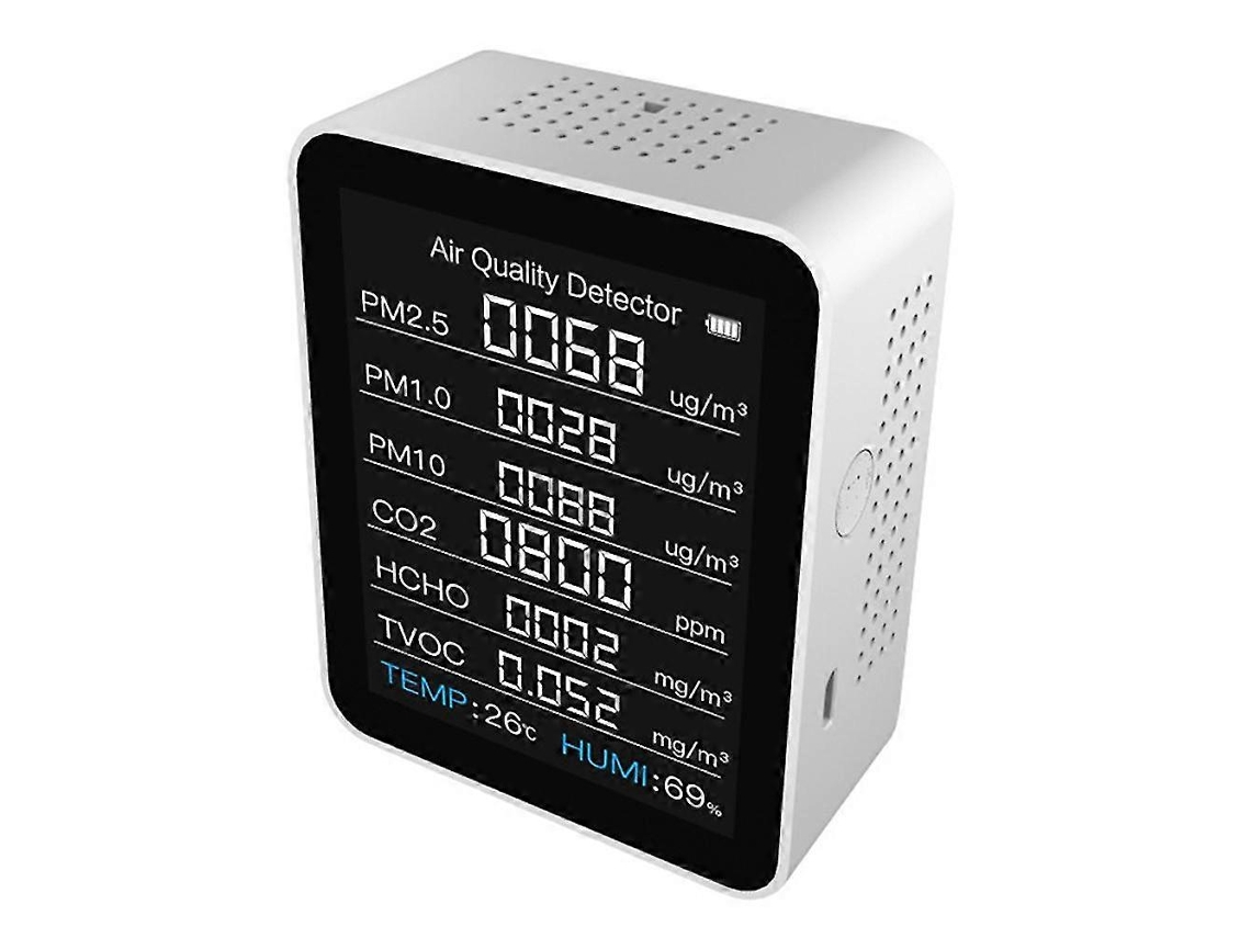 Detector de gás multifuncional 8 em 1: CO2, temperatura, umidade, TVOC, HCHO, PM2,5, qualidade Slowmoose