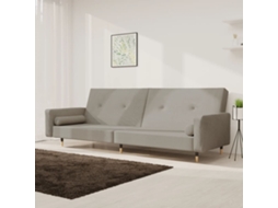 Vidaxl Sofá-cama 2 Lugares Com Duas Almofadas Veludo Cinzento-claro
