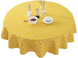 Rebe mantel Redondo de Algodón Lino a Rayas Floral Lavable Resistente a Manchas Decorativo Nórdico 60x60 Polegadas