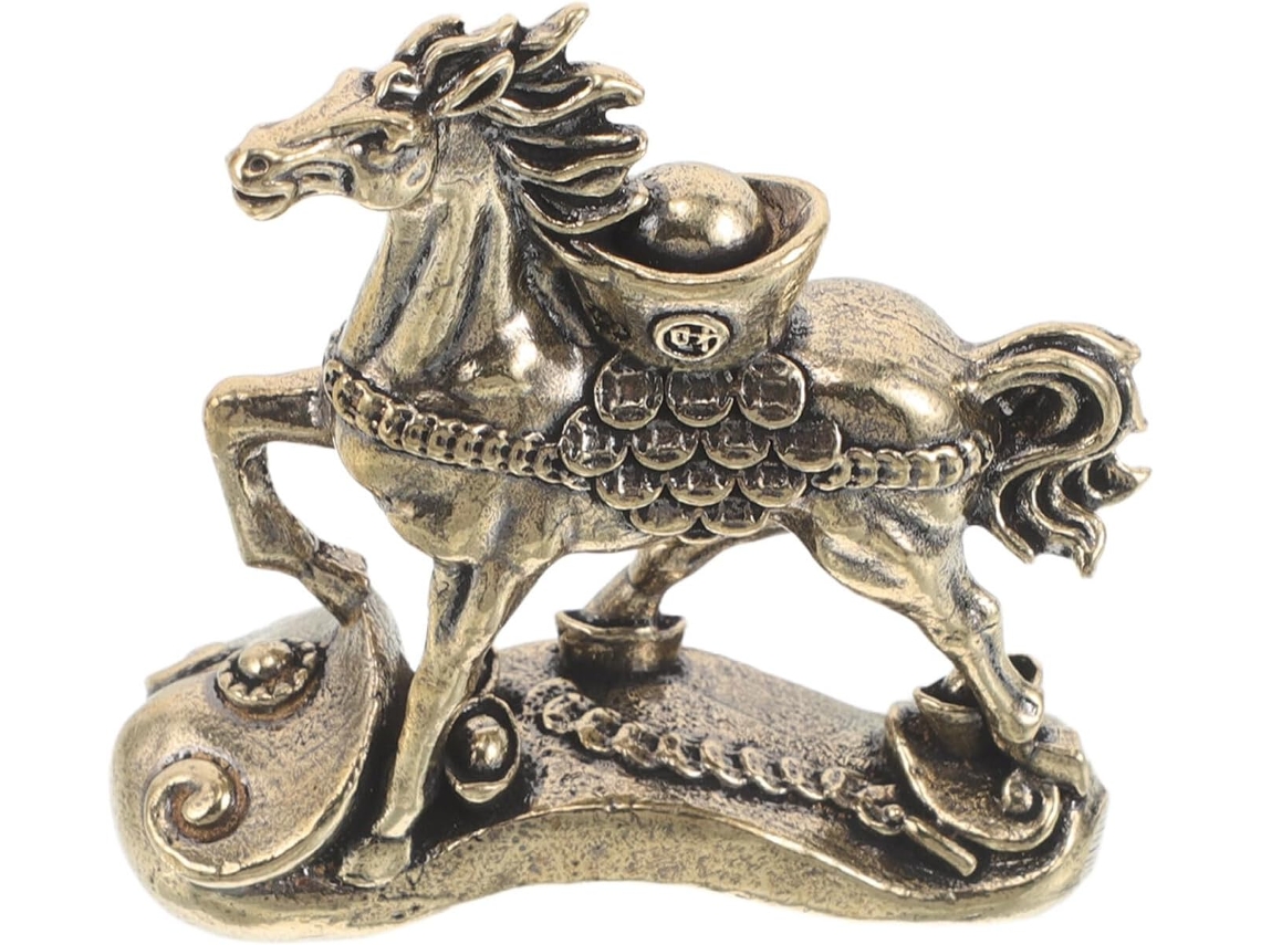 Miniatura Cavalo Latão Estilo Estátua Chinesa Artesanal Decoração Ornamento Prosperidade Escultura Feng Shui GOKOCO