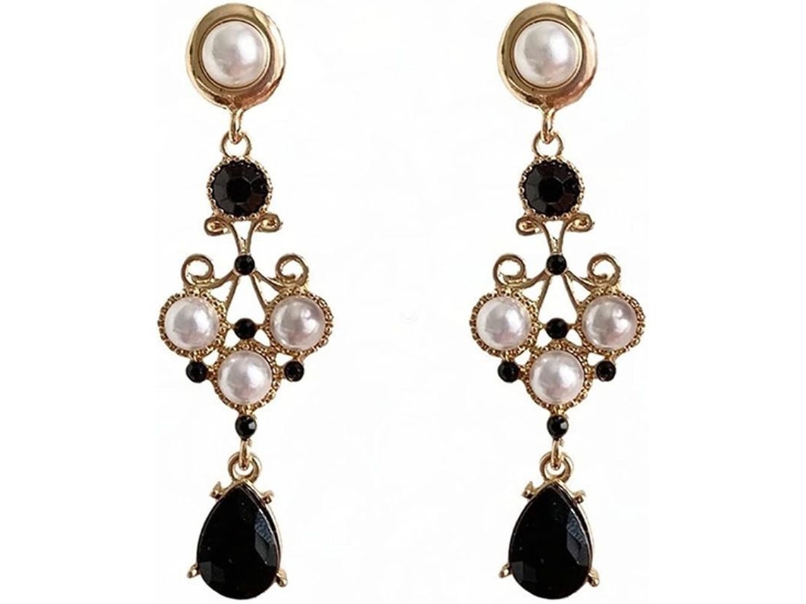 2026 brincos de Pérola Vintage para Mulher Brincos Negros Pérola Pendente Gotas de Design Clássico