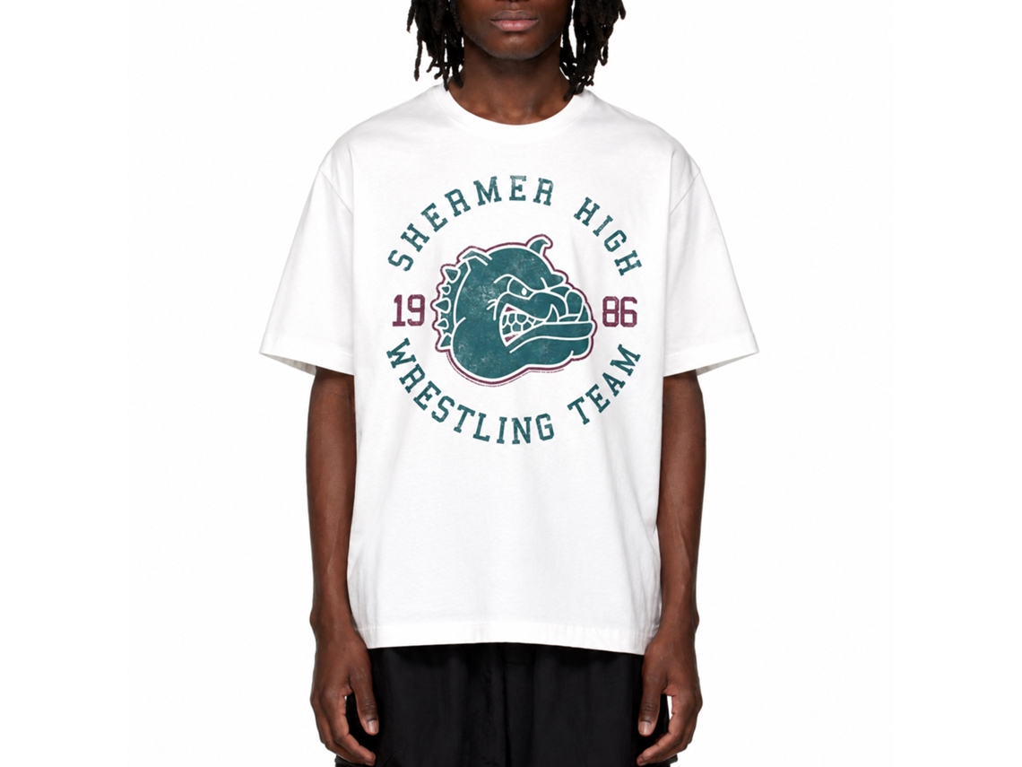 Rockinstone Breakfast Club Movie Shermer High Logo Vintage White Adult T-shirt Size:xxxl