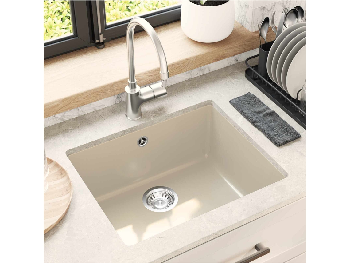 Vidaxl Pia 80% Quartzo E 20% Resina 530 X 460 Mm Bege