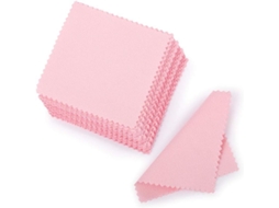 60pcs Pano de Limpeza de Bijuterias Rosa para Prata Ouro Platina 8x8cm Polimento