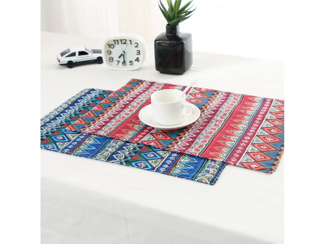 Placemat De Tecido Algodão E Linho Com Material Isolante Térmico, Formato Retangular