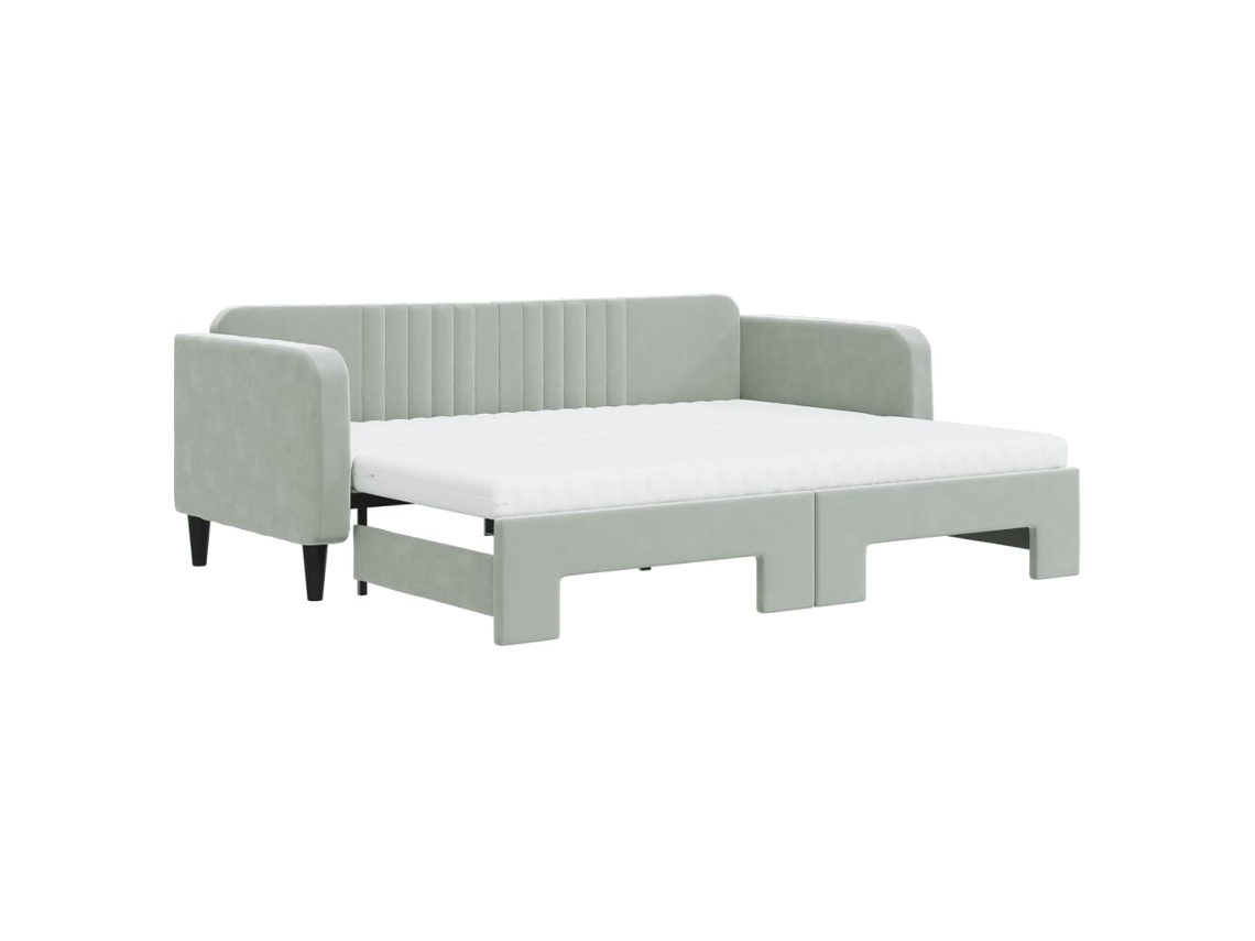 Sofá-cama com gavetão VIDAXL Cinzeto Veludo (90x200 cm)